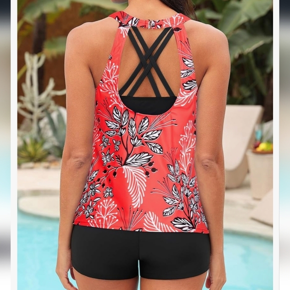 Tempt Me 3 Piece Swimsuit ,Tankini Modest High Neck Tank Top - Picture 4 of 8